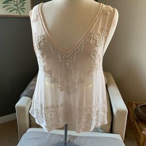 NWT free people run with it embellished sheer beaded blouseTank top  Size small
